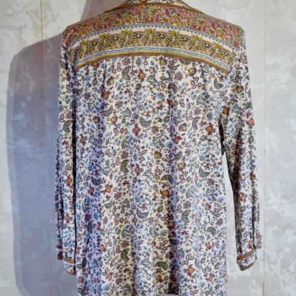 J. Jill Size L | Floral Boho Tunic Blouse | V-Neck Peasant Top - Picture 5 of 6